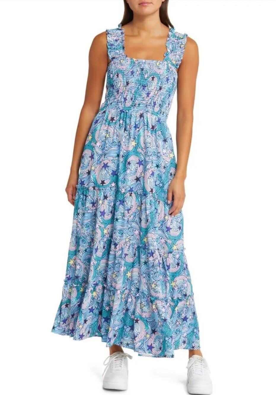 Dressed in Lala Rule Breaker Smocked Maxi Sundress in Wonder Girl Size Small